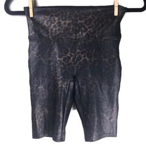 Spanx Faux Leather Leopard Print Pull-On Slimming 9” Bike Shorts Size Small